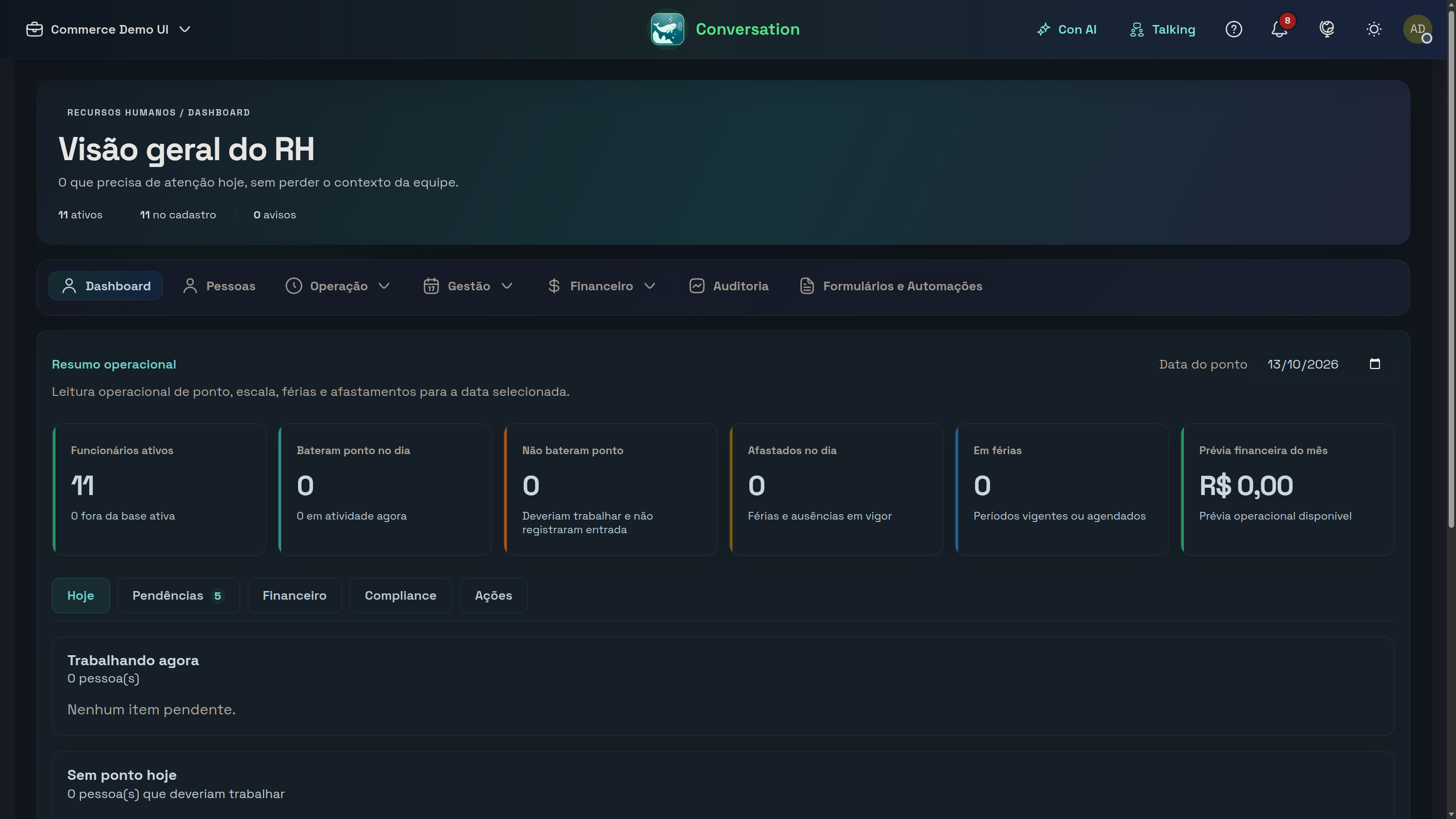 Updated Human Resources dashboard