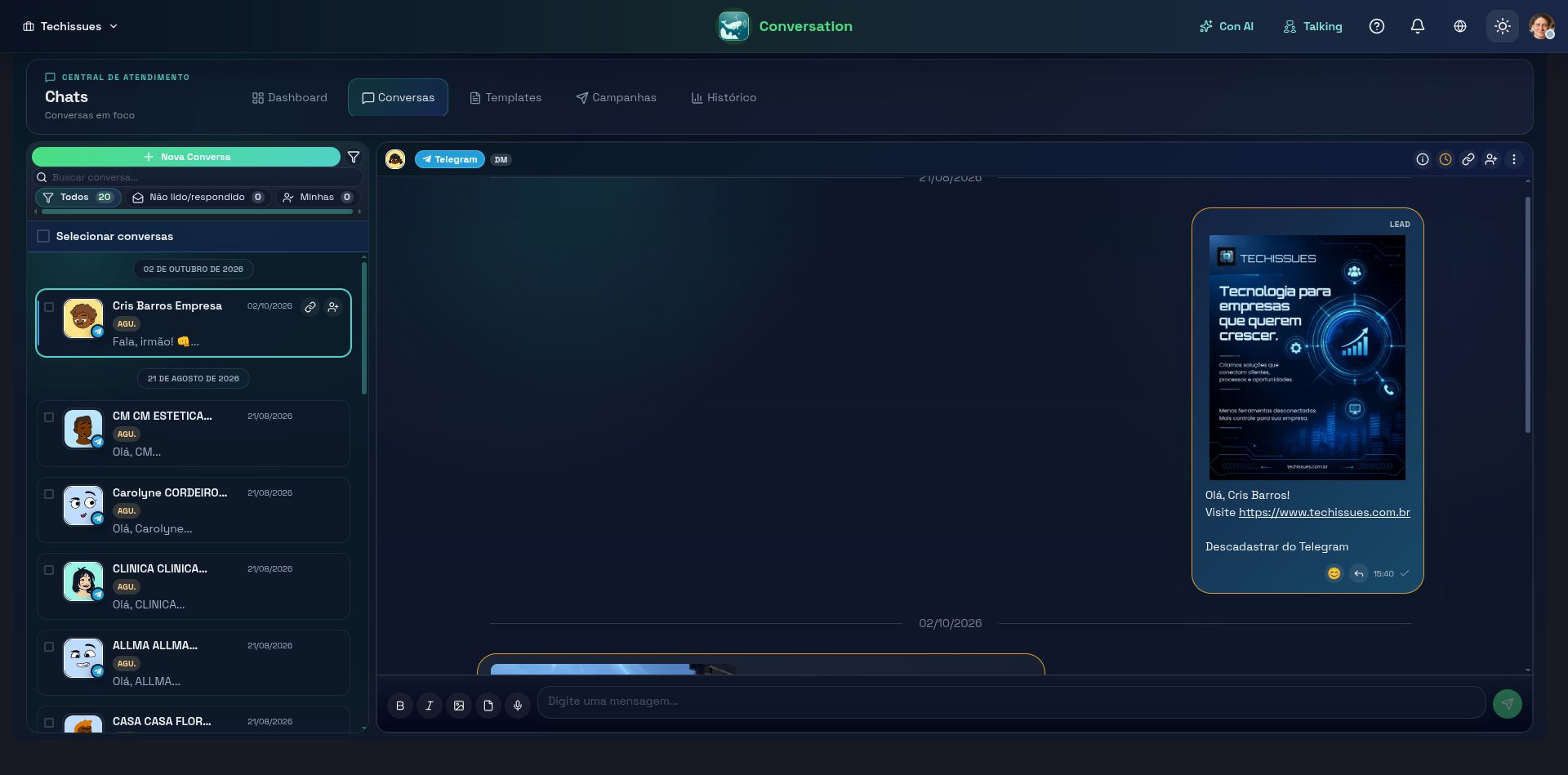 Customer service in progress in the new Chats interface